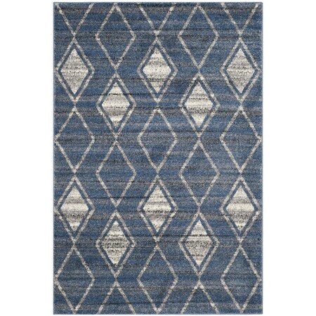 Flowers First 6 ft. 7 in. x 9 ft. 2 in. Tunisia Power Loomed Area Rug Light Blue & Cream - Medium Rectangle FL1881751